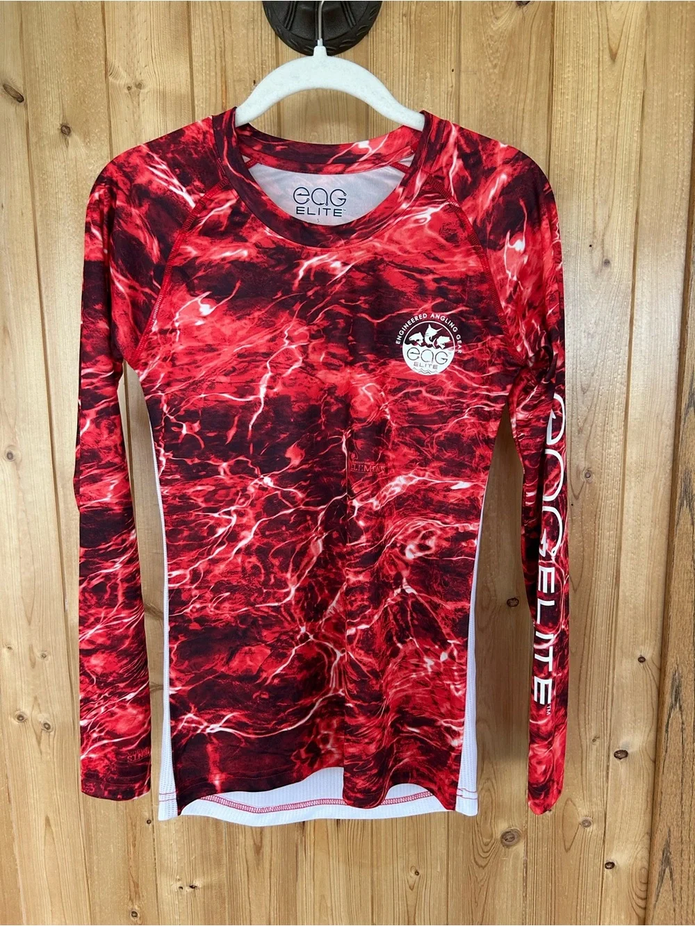 Women's eaG Elite Red Long-Sleeve Performance Fishing Shirt Size Small - Picture 1 of 5
